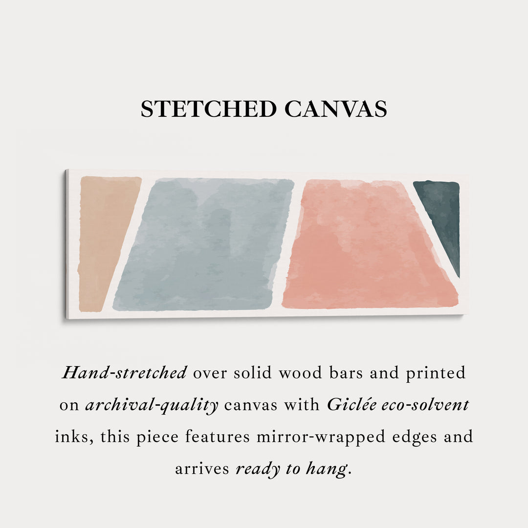 Wide Wall Art Soft Terracotta Blue Grey And Beige Modern Blocks