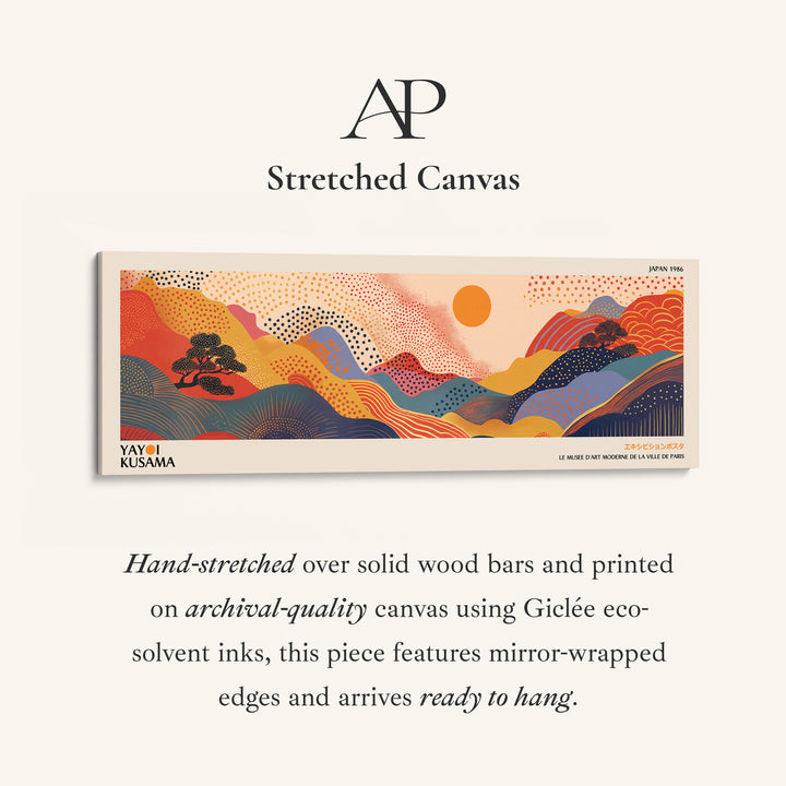 Yayoi Kusama Panoramic Wall Art Dotted Mountain Hills Long Canvas For Office