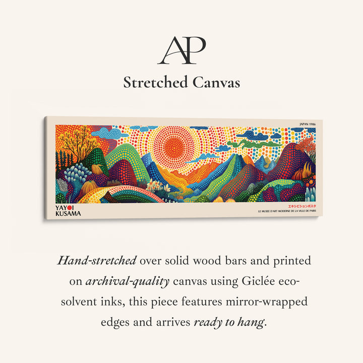 Yayoi Kusama Long Framed Canvas Mount Fuji Dots Wide Canvas For Office