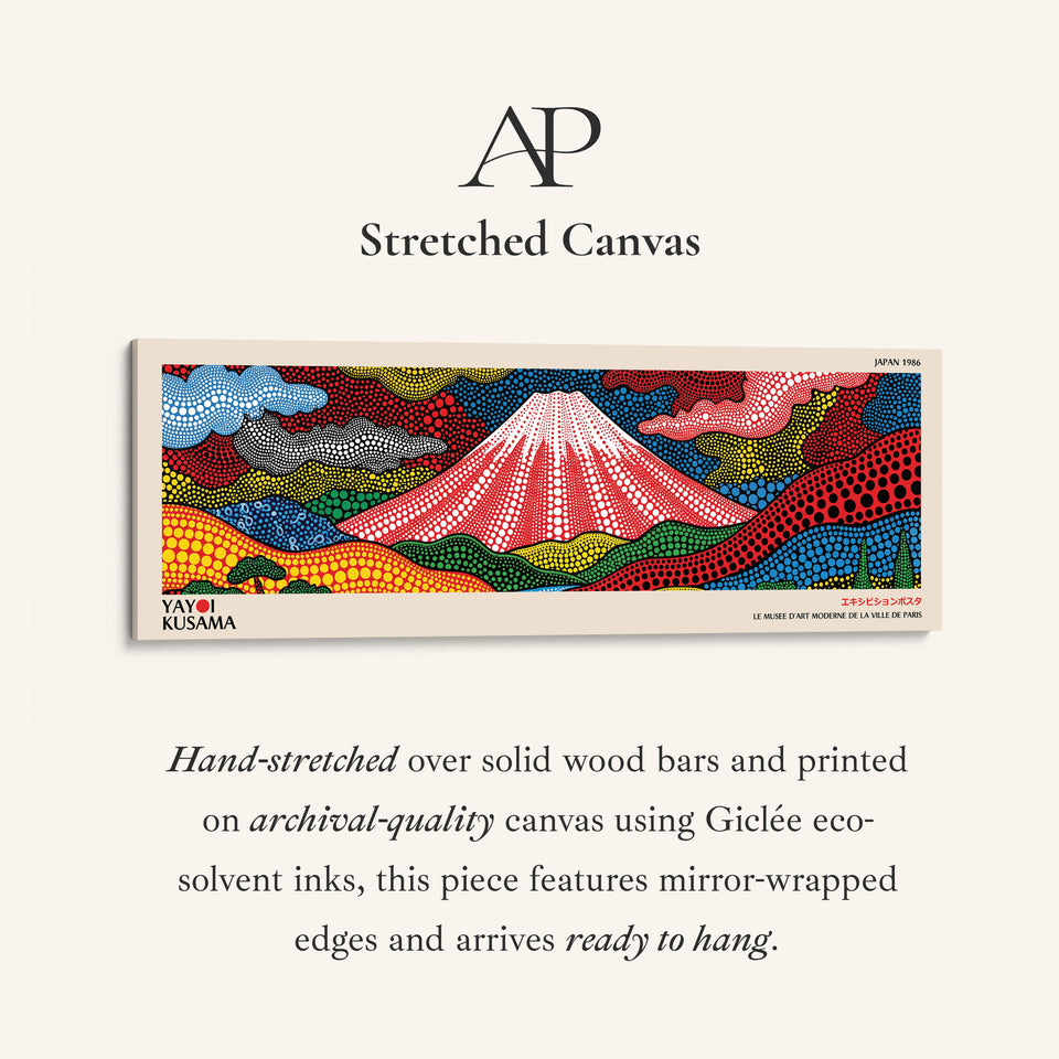 Yayoi Kusama Horizontal Wall Art Abstract Floral Forms Long Canvas For Living Room