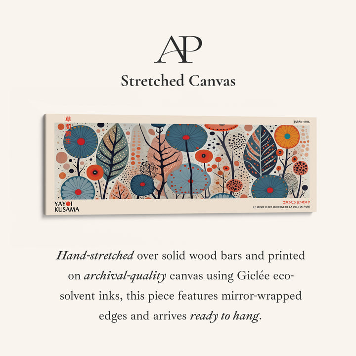 Yayoi Kusama Wide Wall Art Botanical Dot Field Long Canvas For Bedroom