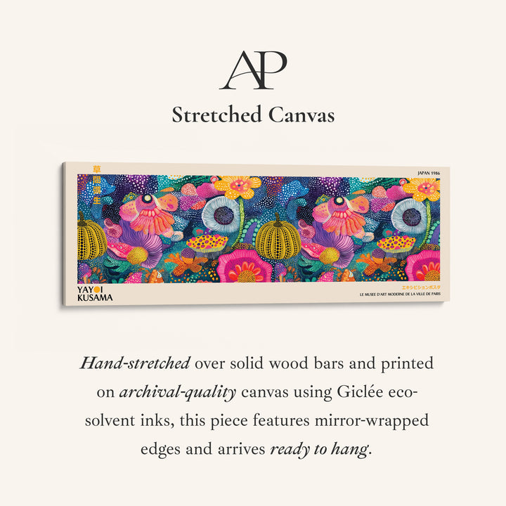 Yayoi Kusama Wide Wall Art Colourful Dotted Flowers Long Wall Art For Bedroom