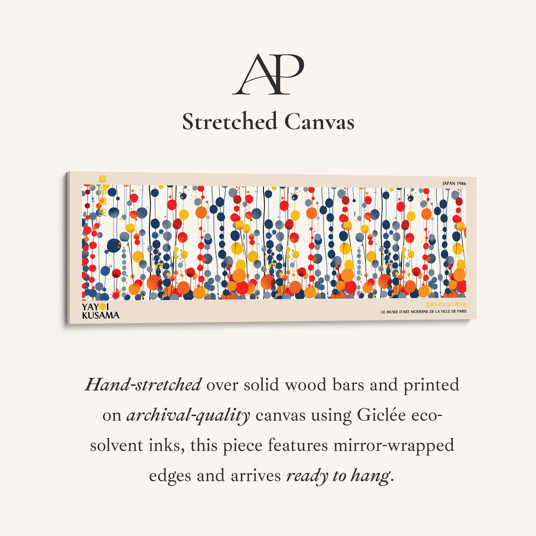 Yayoi Kusama Long Narrow Canvas Hanging Circle Pattern Wide Canvas For Office