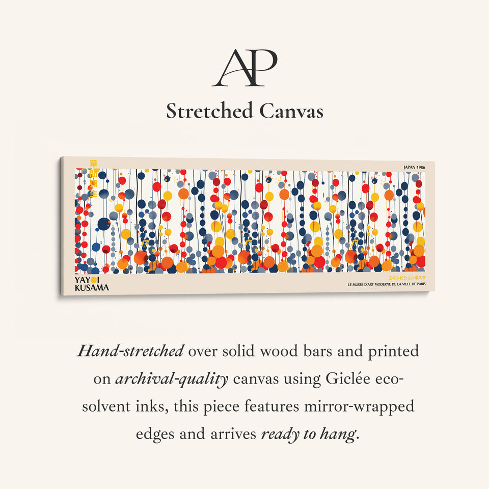 Yayoi Kusama Long Narrow Canvas Hanging Circle Pattern Wide Canvas For Office