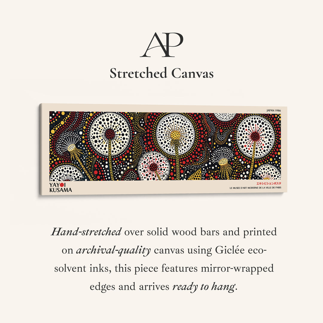 Yayoi Kusama Horizontal Wall Art Dotted Dandelion Pattern Long Wall Art For Hallway