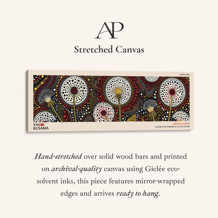 Yayoi Kusama Horizontal Wall Art Dotted Dandelion Pattern Long Wall Art For Hallway