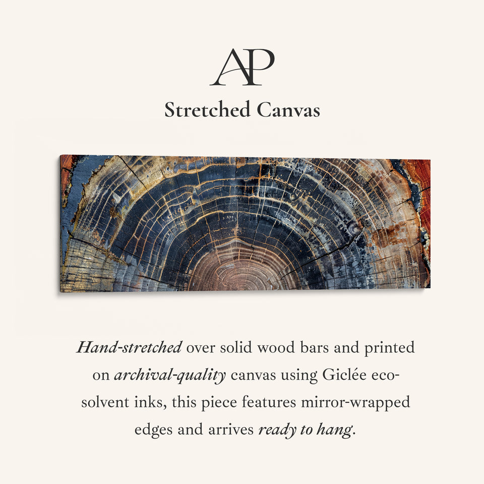 Wide Wall Art Tree Ring Cross Section Long Canvas For Office