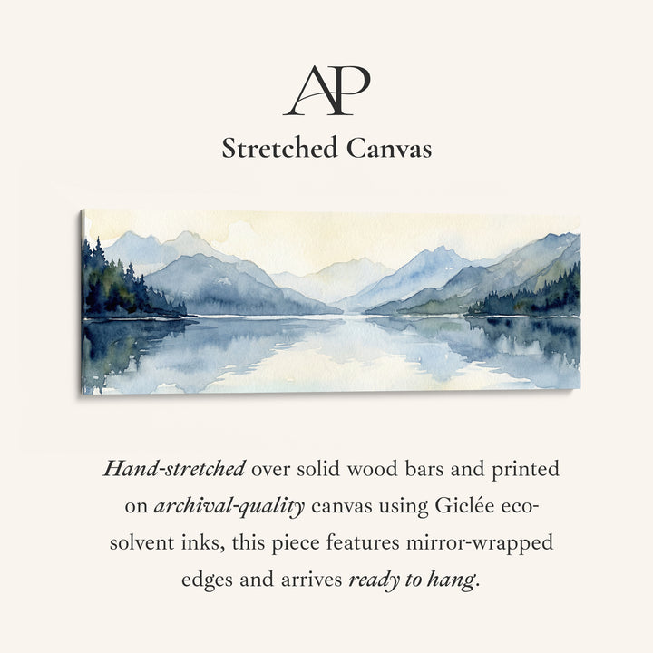 Panoramic Wall Art Misty Mountain Lake Long Canvas For Bedroom