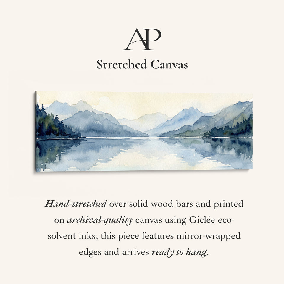 Panoramic Wall Art Misty Mountain Lake Long Canvas For Bedroom