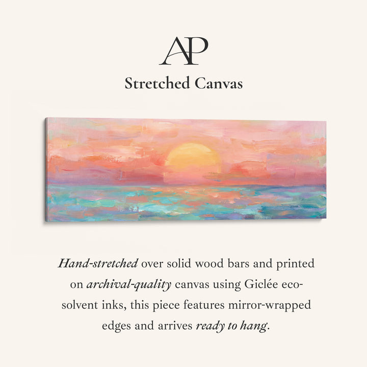 Wide Wall Art Pastel Ocean Sunset Long Canvas For Living Room