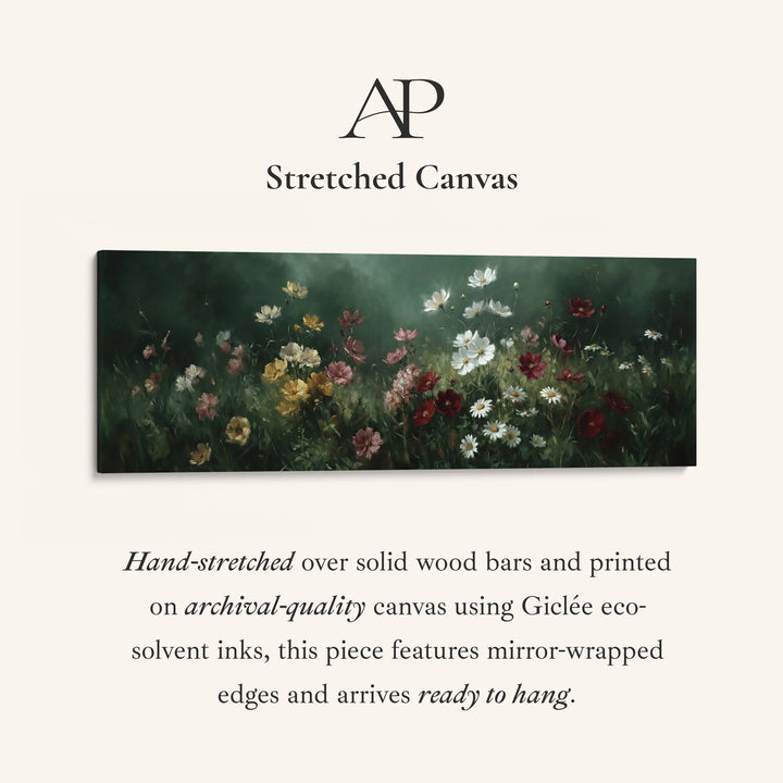 Wide Wall Art Deep Forest Floral Field Long Canvas For Hallway