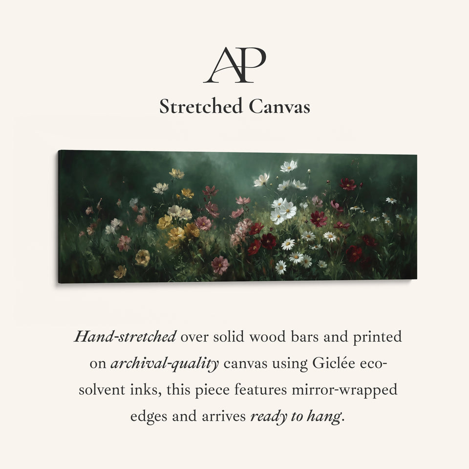 Wide Wall Art Deep Forest Floral Field Long Canvas For Hallway