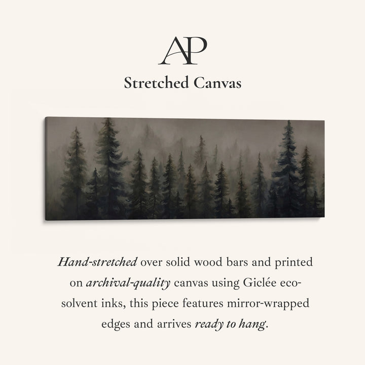 Horizontal Wall Art Misty Pine Forest Long Canvas For Office