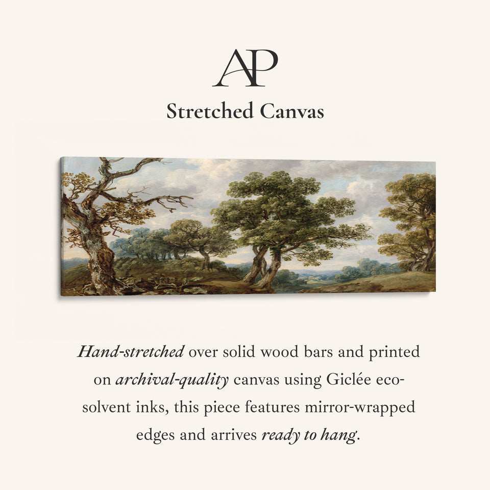 Panoramic Wall Art Classical Countryside Trees Long Canvas For Living Room
