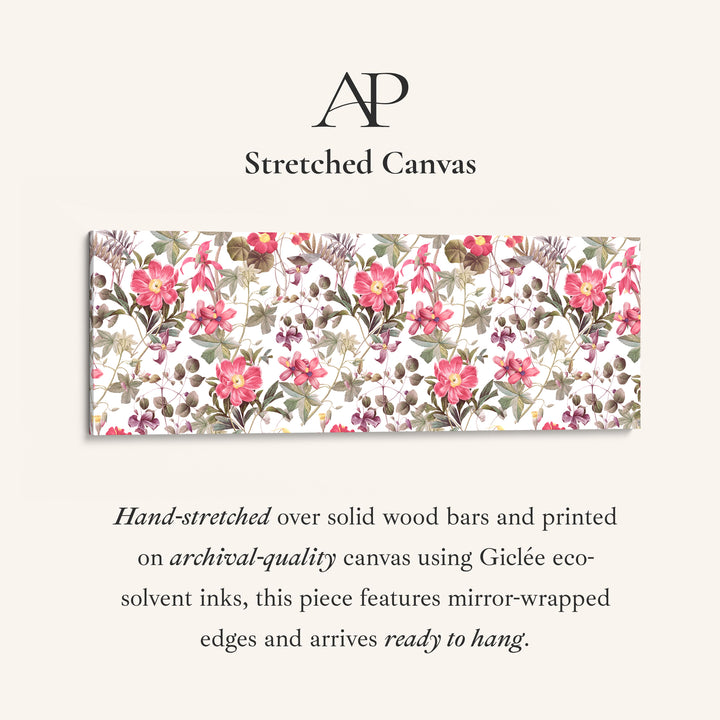 Wide Wall Art Vintage Botanical Floral Pattern Long Canvas For Living Room