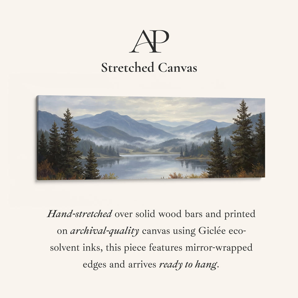 Above Soft Wall Art Mountain Lake With Pine Trees Statement Wall Decor Office