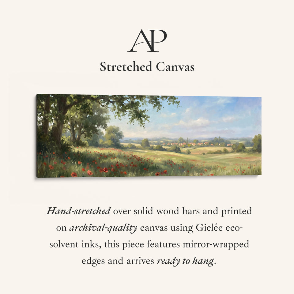 Countryside With Red Poppies Bedroom Wall Art Horizontal Canvas Print Living Room