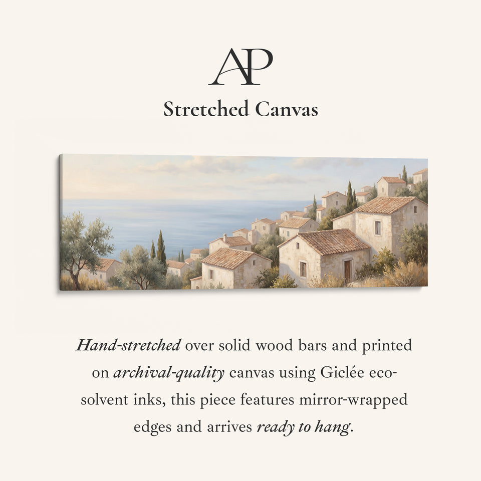 Coastal Hillside Village Horizontal Wall Art Oversized Wall Decor Office