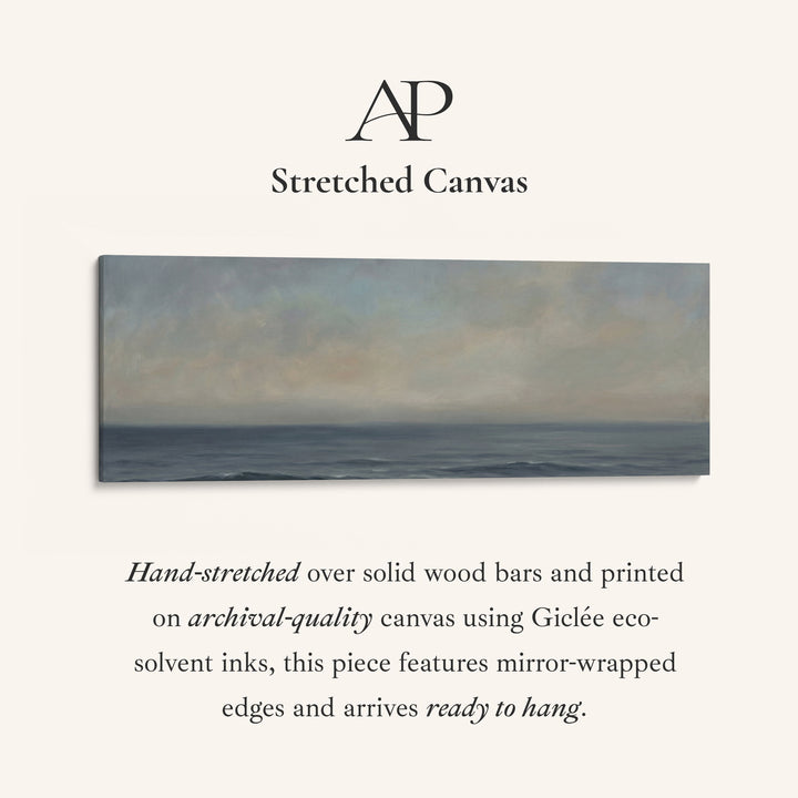 Moody Sea Horizon Bedroom Wall Art Horizontal Canvas Print Living Room
