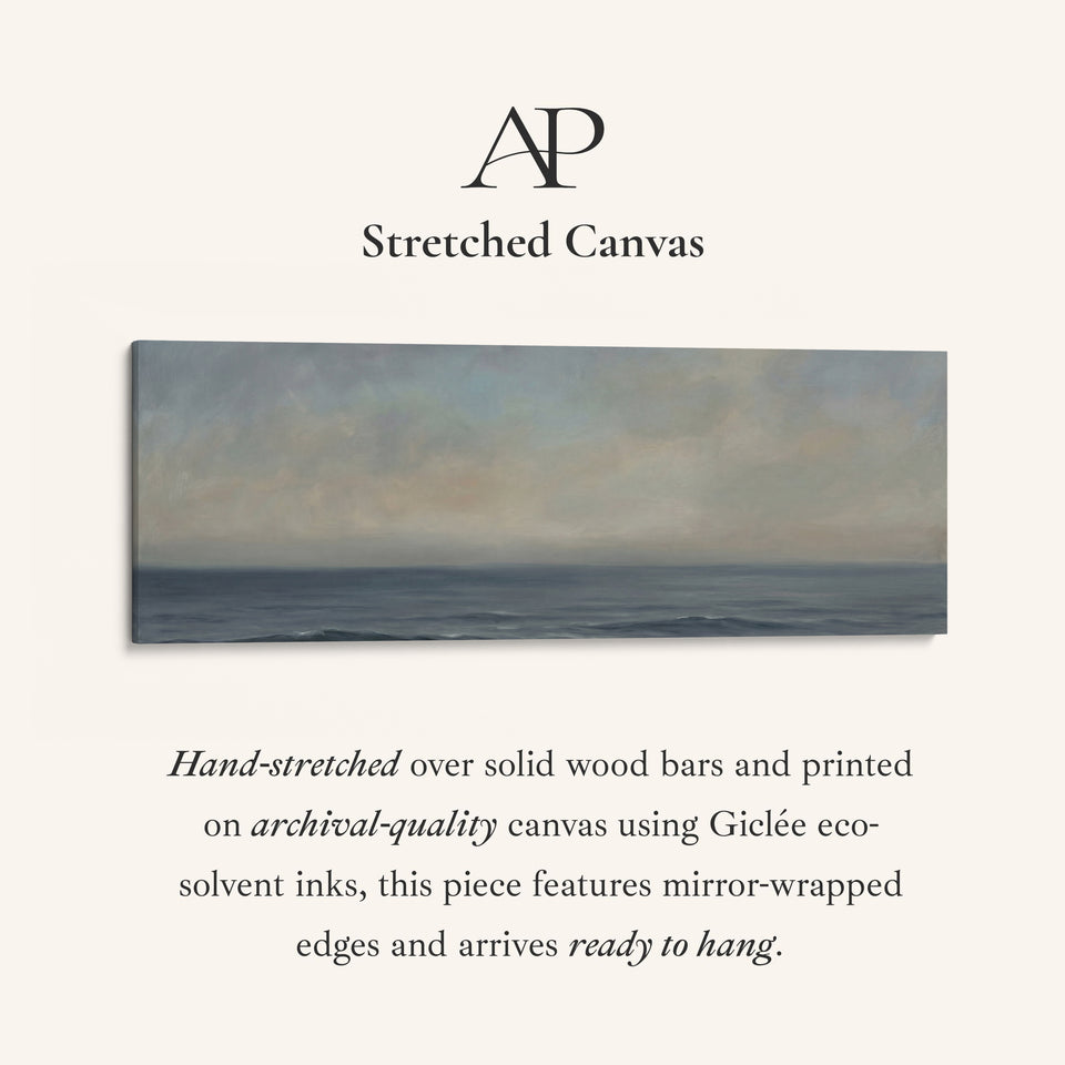 Moody Sea Horizon Bedroom Wall Art Horizontal Canvas Print Living Room