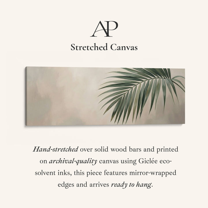 Palm Leaf On Neutral Background Wide Canvas Oversized Wall Decor Bedroom