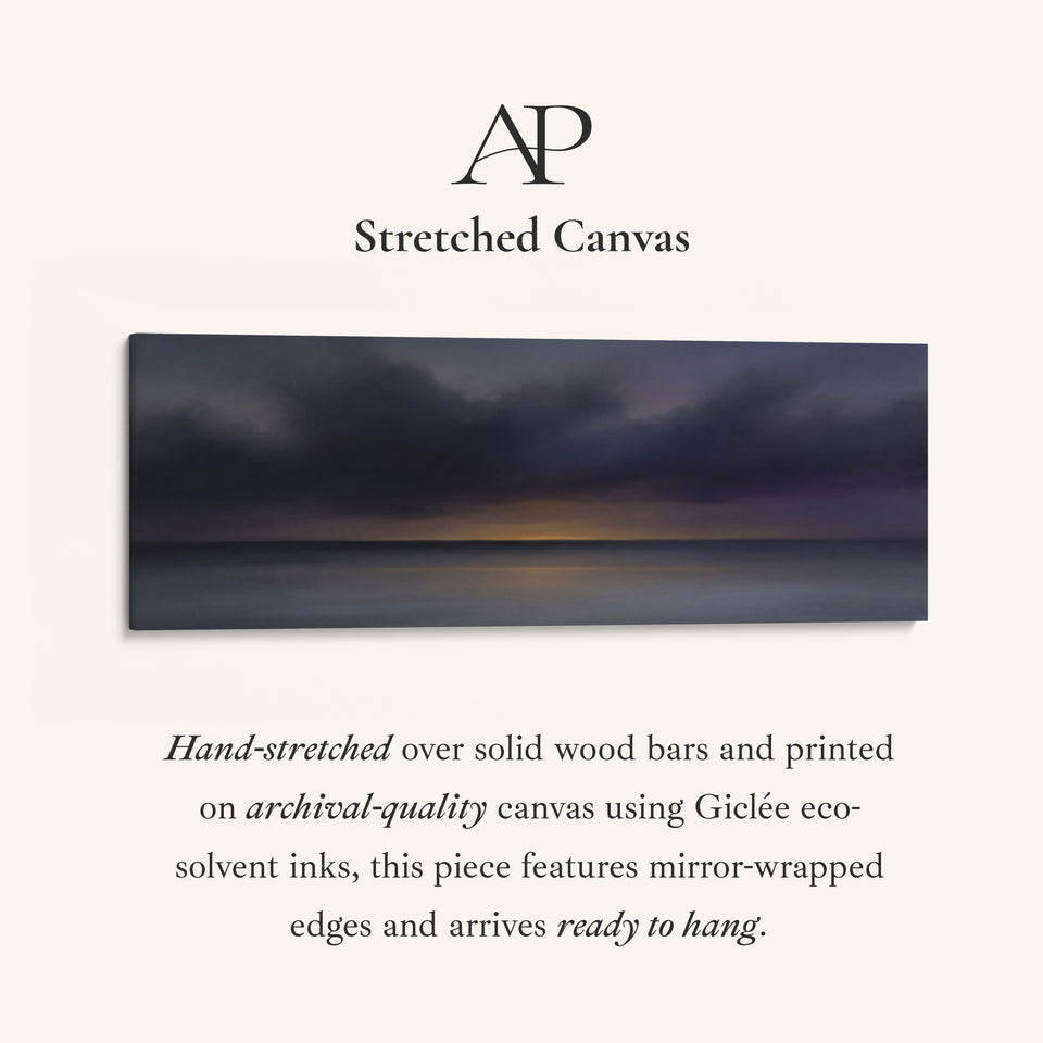 Above Bed Wall Art Dark Sea Horizon At Dusk Wide Canvas Print Bedroom