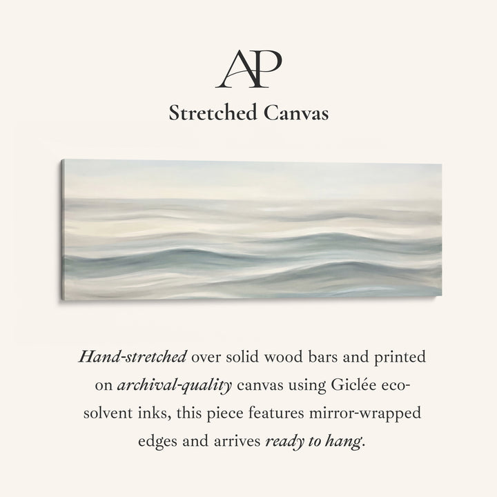 Minimal Rolling Waves Above Soft Wall Art Extra Wide Canvas Bedroom