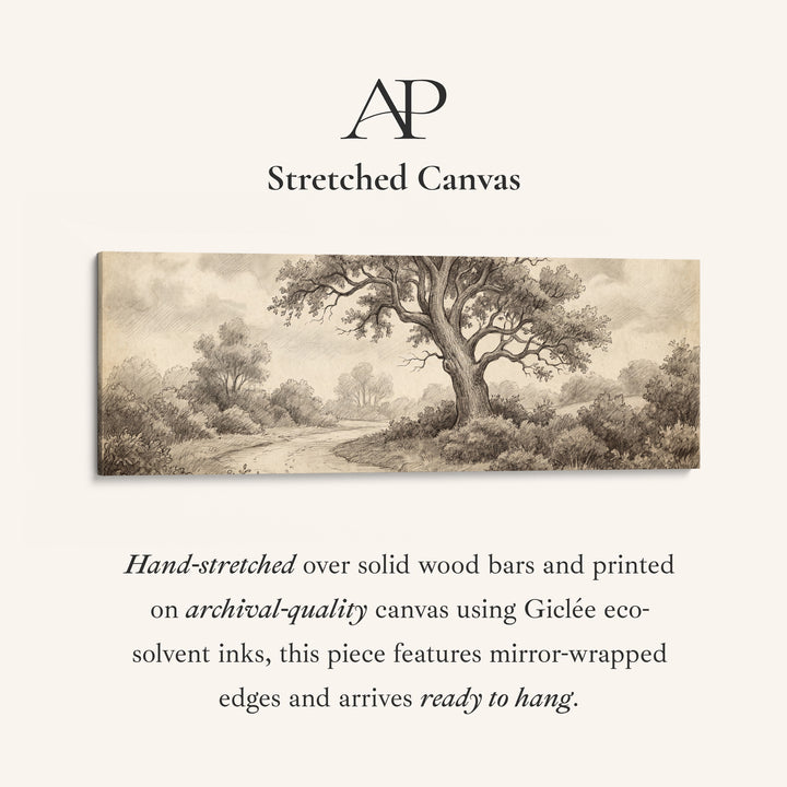 Woodland Path Pencil Drawing Above Soft Wall Art Extra Wide Canvas Office