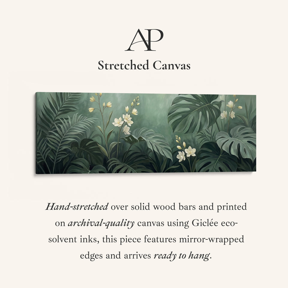 Dense Tropical Leaves And Blossoms Large Wall Art Panoramic Canvas Kitchen