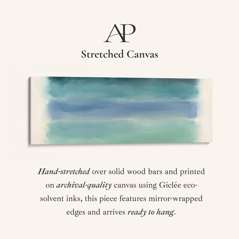 Horizontal Wall Art Teal Colour Field Abstract for Office stretched canvas, full artwork view