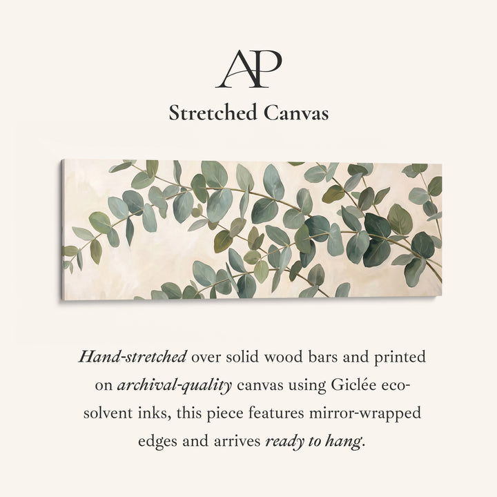 Eucalyptus Branches Panoramic Wall Art Large Canvas for Bedroom stretched canvas, full artwork view