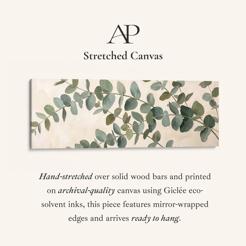 Eucalyptus Branches Panoramic Wall Art Large Canvas for Bedroom stretched canvas, full artwork view
