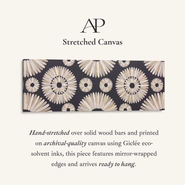 Modern Boho Mandala Pattern Horizontal Wall Art for Bedroom stretched canvas, full artwork view