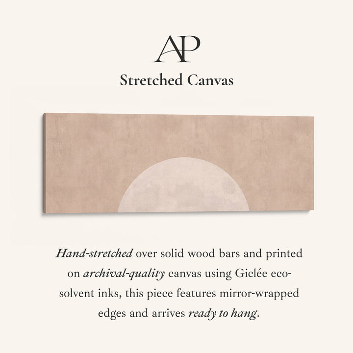 Panoramic Wall Art Blush Rising Moon Minimalist for Bedroom stretched canvas, full artwork view
