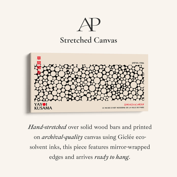 Yayoi Kusama Horizontal Wall Art Black And White Dot Pattern Framed Canvas Print For Living Room