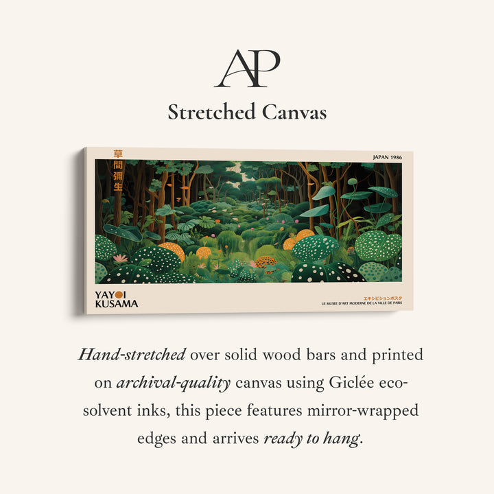 Yayoi Kusama Wide Wall Art Forest Scene With Mushrooms Horizontal Canvas Print For Bedroom