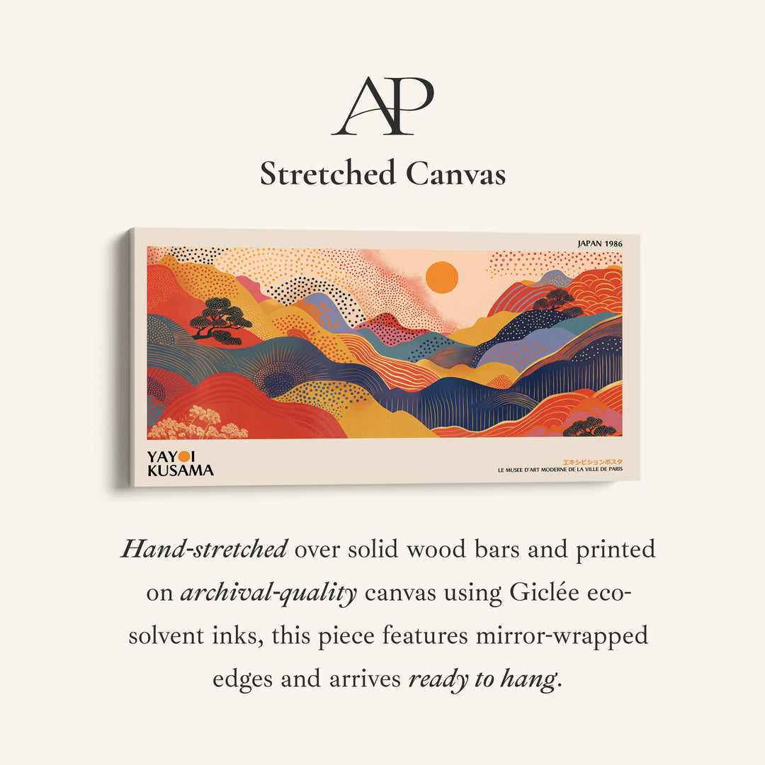 Yayoi Kusama Wide Framed Canvas Abstract Rolling Hills Landscape Oversized Wall Decor For Living Room