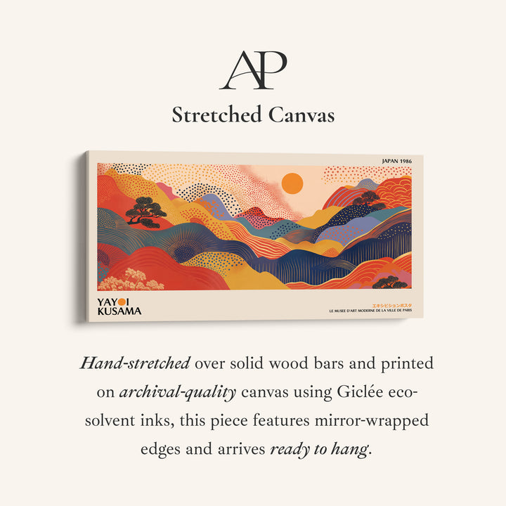 Yayoi Kusama Wide Framed Canvas Abstract Rolling Hills Landscape Oversized Wall Decor For Living Room