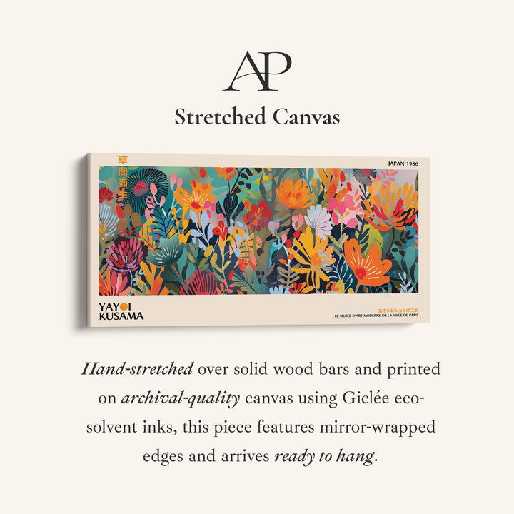 Yayoi Kusama Long Wall Art Bold Botanical Floral Composition Horizontal Canvas Print For Office