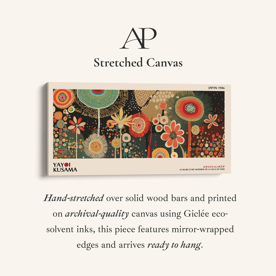 Yayoi Kusama Horizontal Wall Art Decorative Circular Floral Pattern Framed Canvas Print For Bedroom