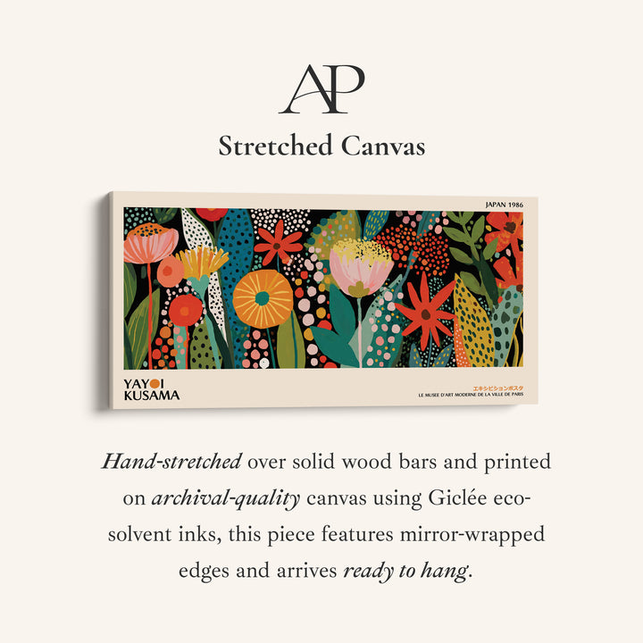 Yayoi Kusama Wide Wall Art Botanical Pattern With Dots Extra Wide Canvas For Hallway