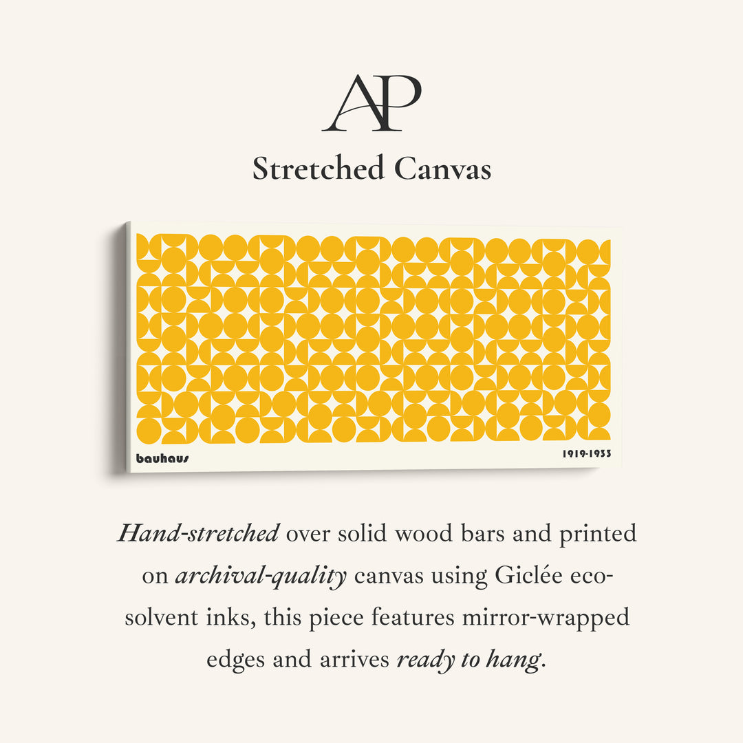 Horizontal Bauhaus Wall Art Geometric Circle Pattern Extra Wide Canvas For Living Room