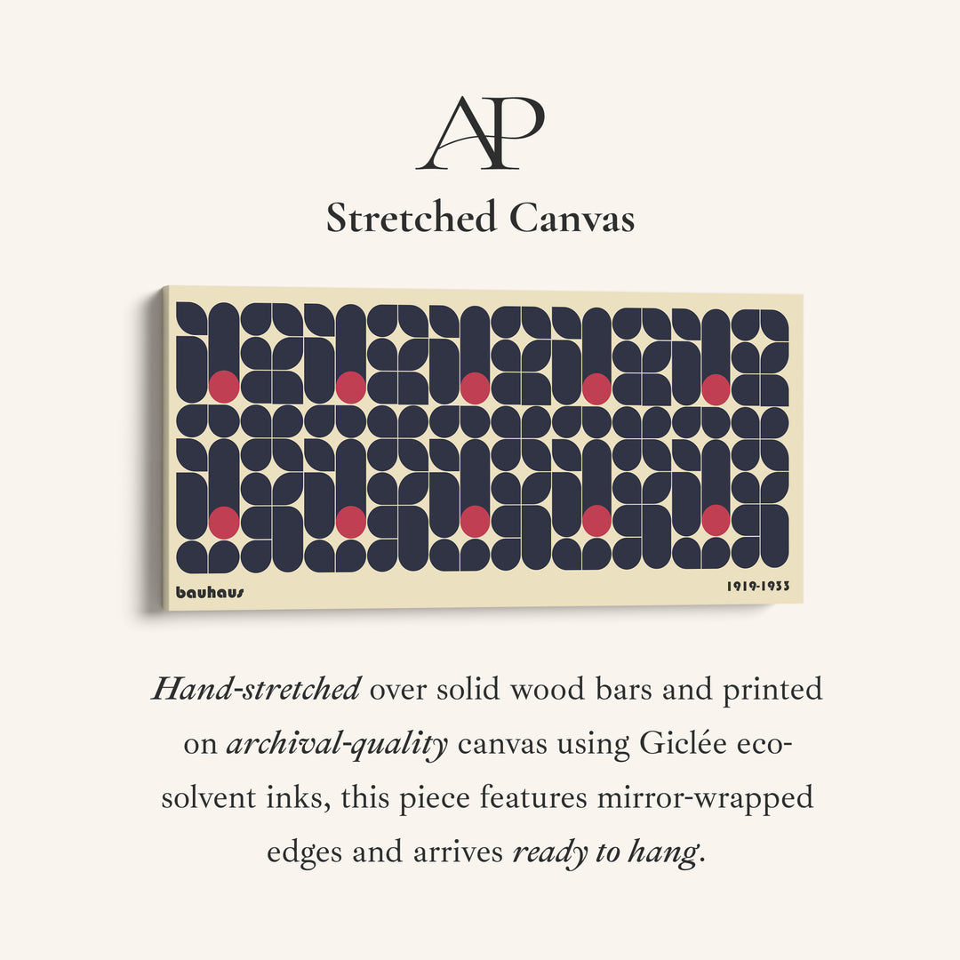 Bauhaus Wide Wall Art Rounded Block Pattern Horizontal Canvas Print For Office