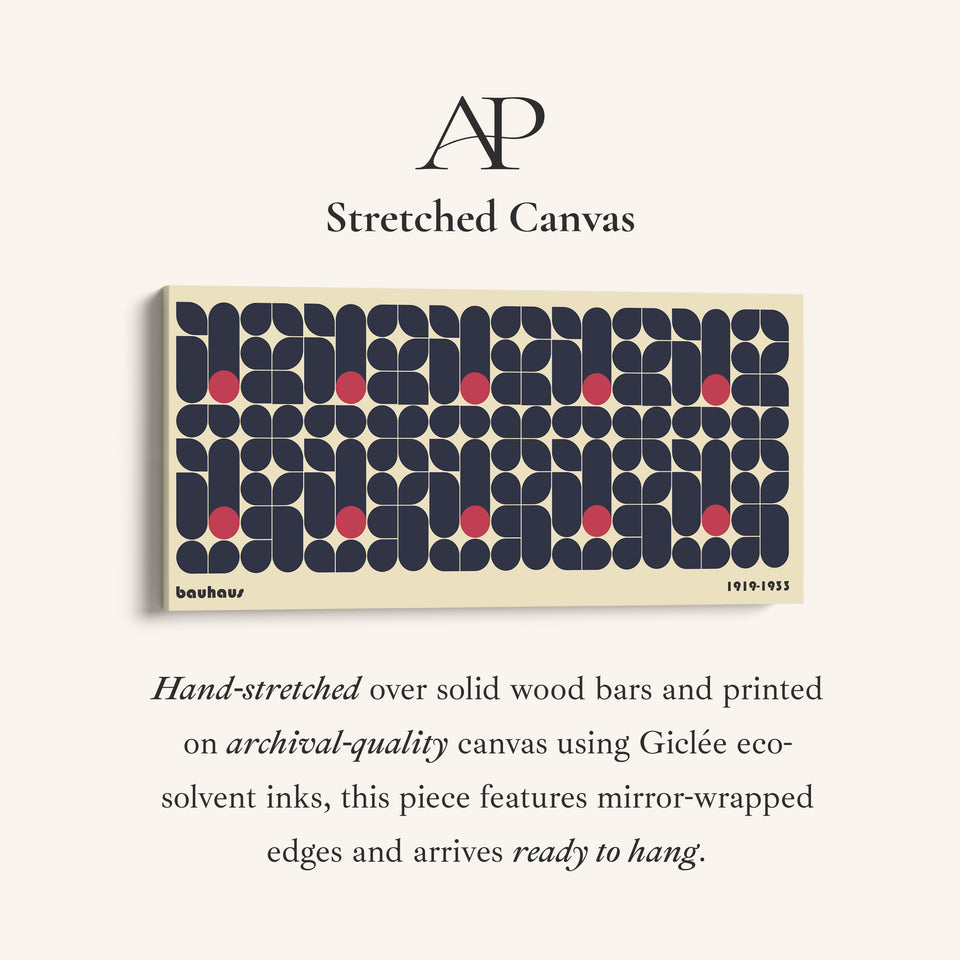 Bauhaus Wide Wall Art Rounded Block Pattern Horizontal Canvas Print For Office