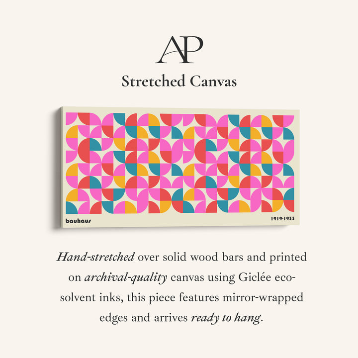 Wide Bauhaus Canvas Colourful Geometric Pattern Statement Wall Decor For Bedroom