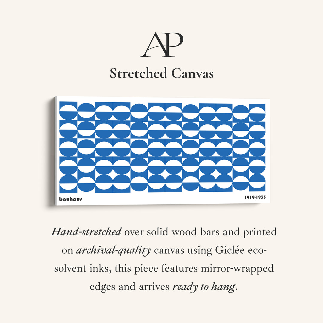 Large Bauhaus Wall Art Blue Circular Grid Pattern Oversized Wall Decor For Living Room