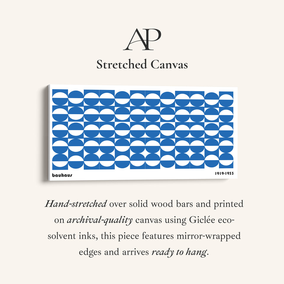 Large Bauhaus Wall Art Blue Circular Grid Pattern Oversized Wall Decor For Living Room