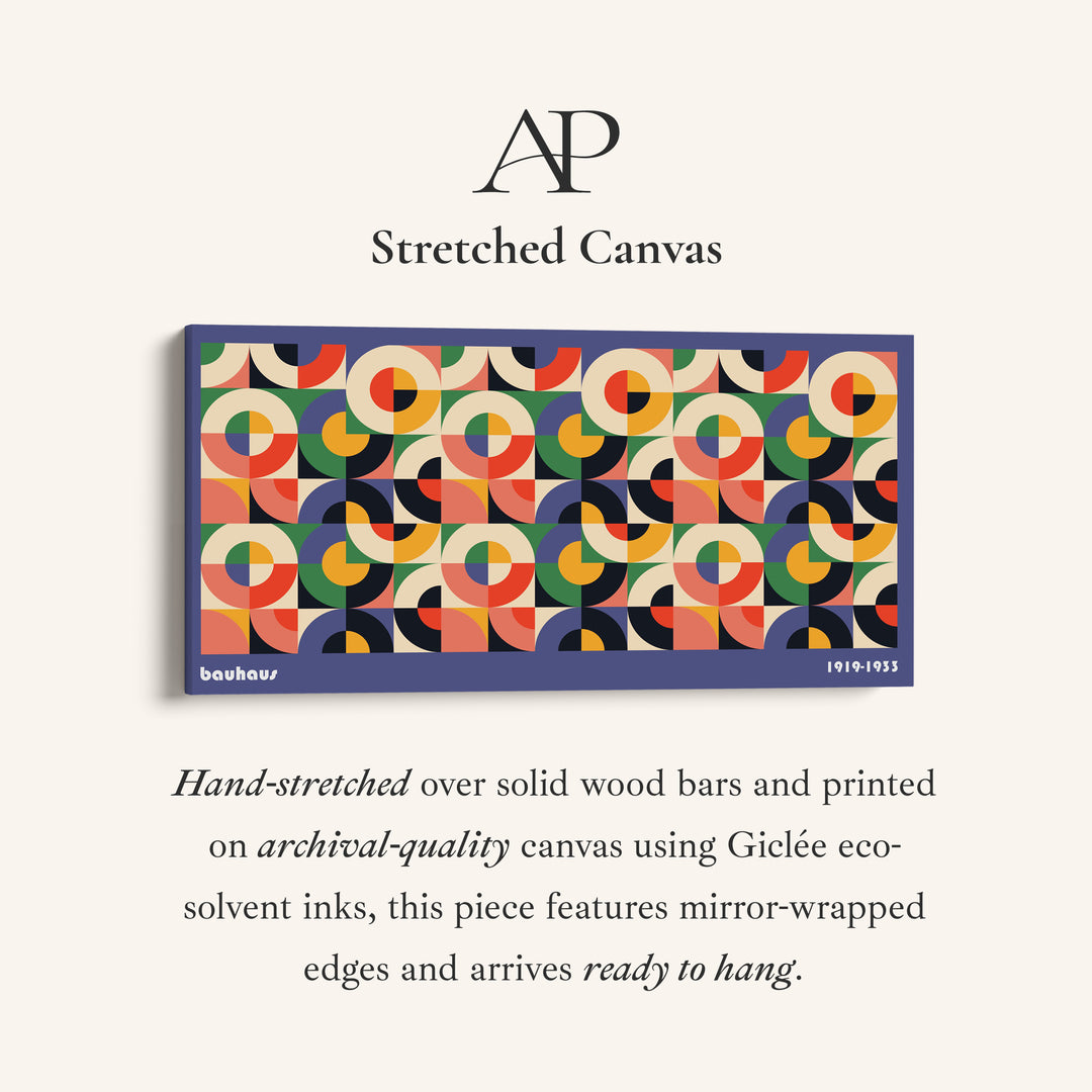 Bauhaus Panoramic Wall Art Circular Segment Pattern Extra Wide Canvas For Office