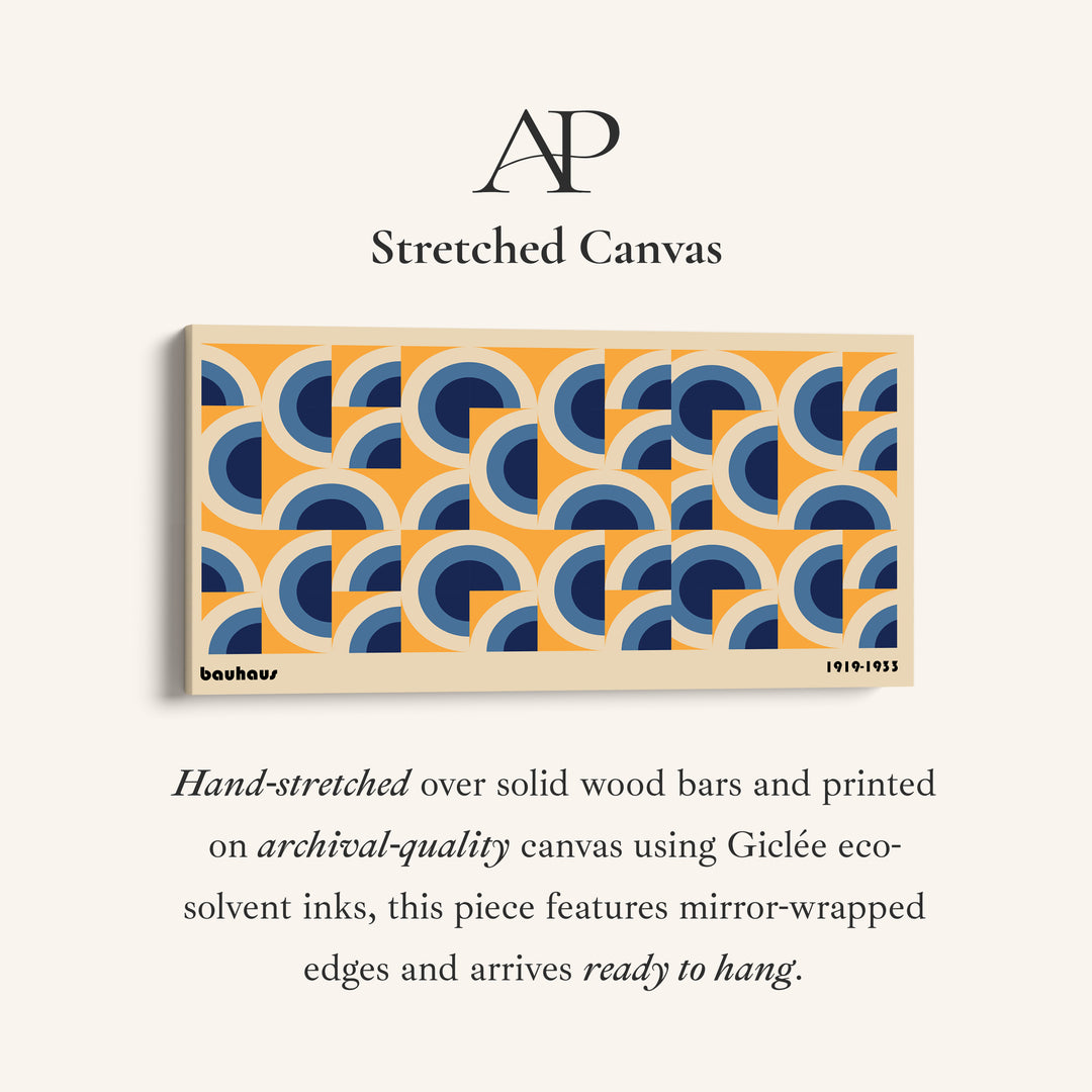 Bauhaus Wide Framed Canvas Concentric Arc Pattern Statement Wall Decor For Hallway