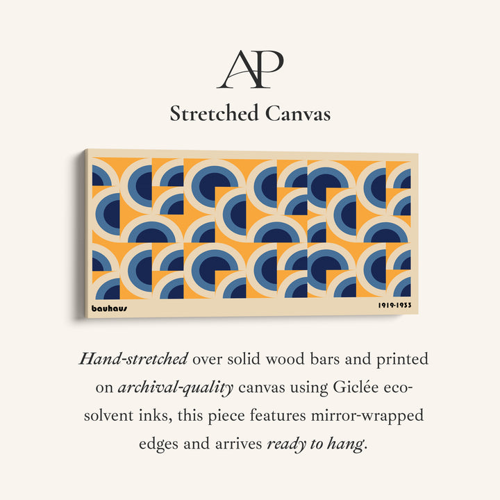 Bauhaus Wide Framed Canvas Concentric Arc Pattern Statement Wall Decor For Hallway